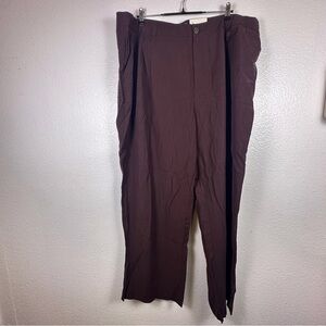 A New Day Women's Brown Wide-Leg Dress Pants Rayon Pockets Button Size 24